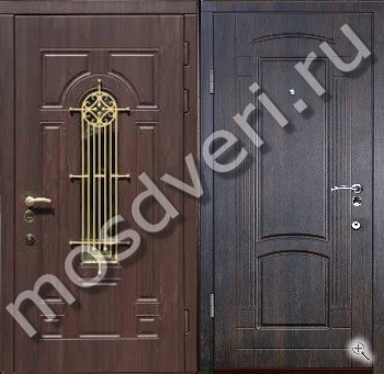 Дверь для квартиры с утеплителем из массива со стеклом и ковкой - купить от производителя Мосдвери Дверь для квартиры с утеплителем из массива со стеклом и ковкой