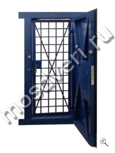 Синяя решётчатая дверь для комнаты хранения оружия КХО-6 - купить от производителя Мосдвери Синяя решётчатая дверь для комнаты хранения оружия КХО-6