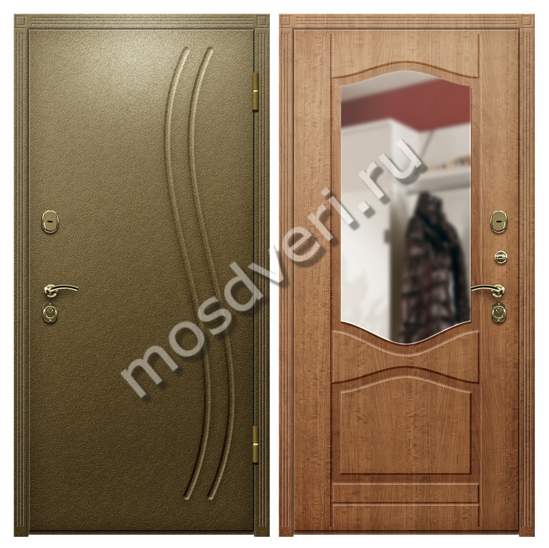 Входная дверь в частный дом с зеркалом и шумоизоляцией - купить от производителя Мосдвери Входная дверь в частный дом с зеркалом и шумоизоляцией