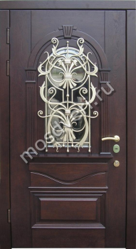 Входная дверь с зеркалом и ковкой, отделка МДФ филенчатый F-83 - купить от производителя Мосдвери Входная дверь с зеркалом и ковкой, отделка МДФ филенчатый F-83
