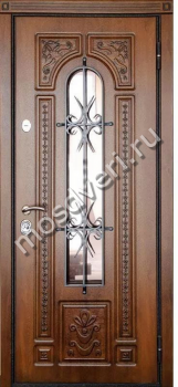 Дверь с внешней отделкой массивом дуба со стеклом и ковкой - купить от производителя Мосдвери Дверь с внешней отделкой массивом дуба со стеклом и ковкой