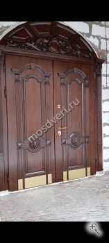 Входная дверь в коттедж двухстворчатая коричневого цвета - купить от производителя Мосдвери Входная дверь в коттедж двухстворчатая коричневого цвета