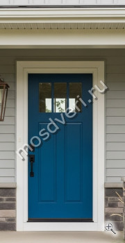 Высокая входная дверь в частный дом синяя со стеклом - купить от производителя Мосдвери Высокая входная дверь в частный дом синяя со стеклом
