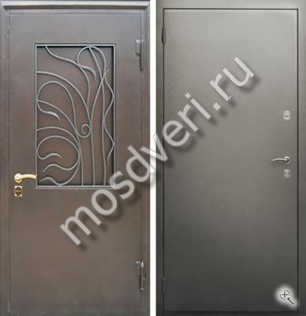 Порошковая дверь с кованой решеткой - купить от производителя Мосдвери Порошковая дверь с кованой решеткой