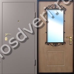 Серая входная дверь с зеркалом ВДЗ-861 - купить от производителя Мосдвери Серая входная дверь с зеркалом ВДЗ-861